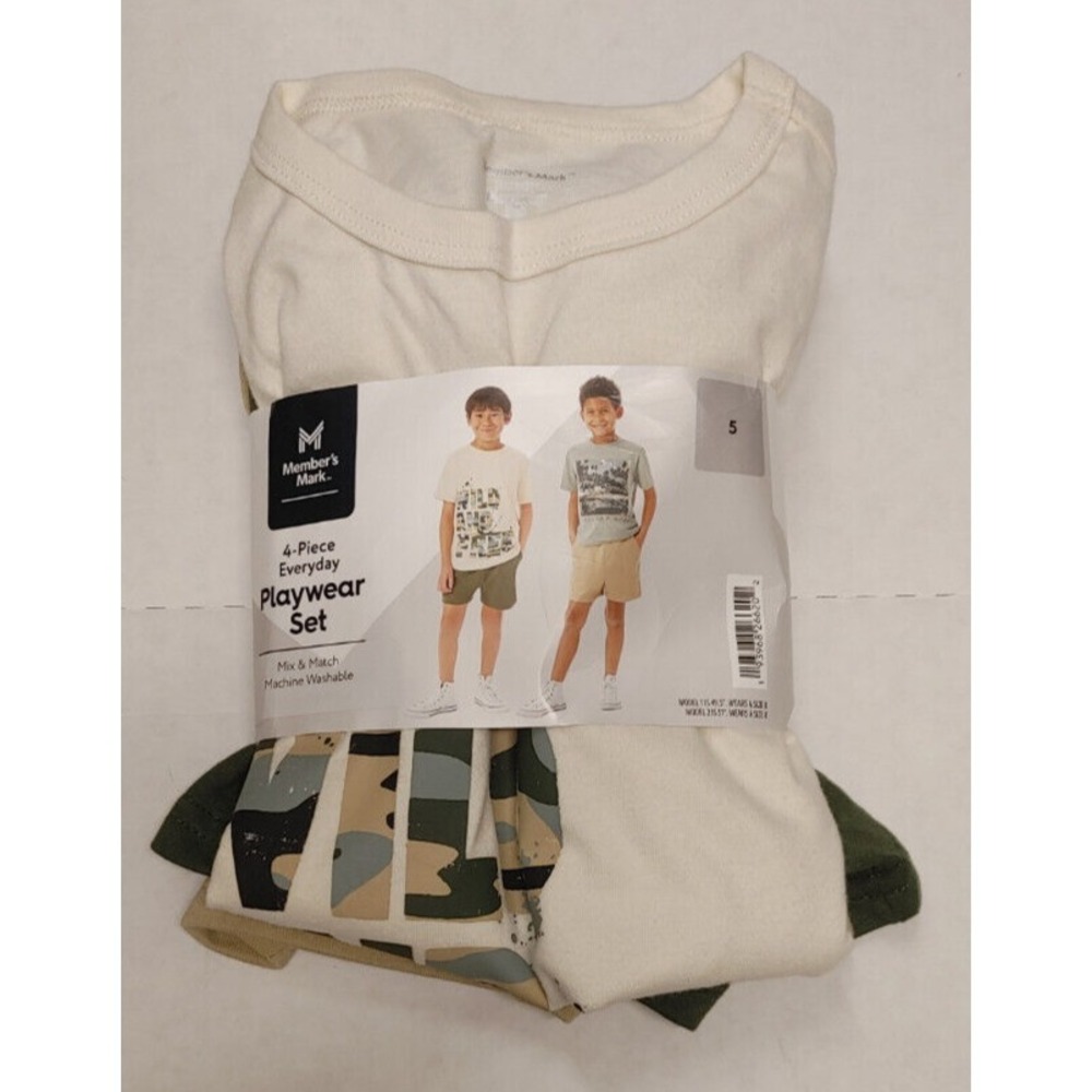 NWT Member's Mark 4-Piece Boys Playwear Dino‎ Set 12